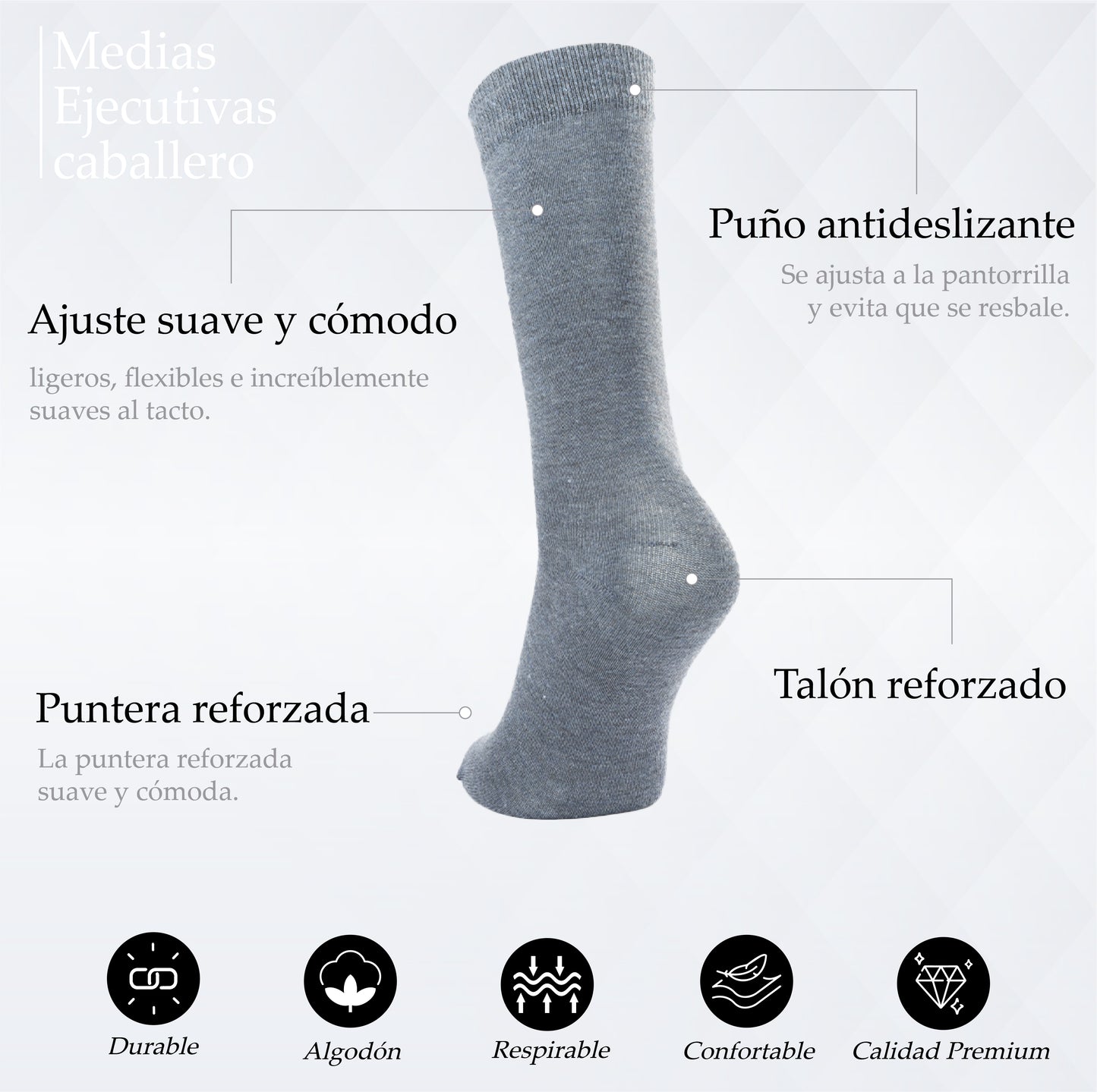 MEDIA EJECUTIVA PUNTA SIN COSTURA UNITARIA