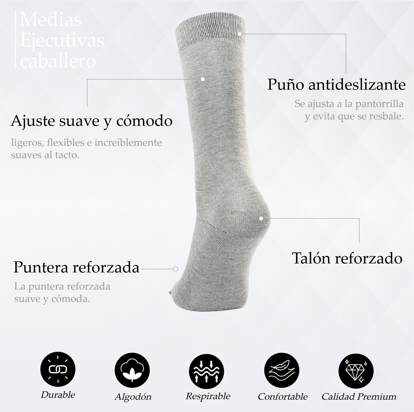 MEDIA EJECUTIVA PUNTA SIN COSTURA UNITARIA